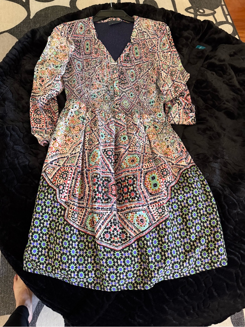 Maeve Multicolor Printed Midi Dress with V-Neck
